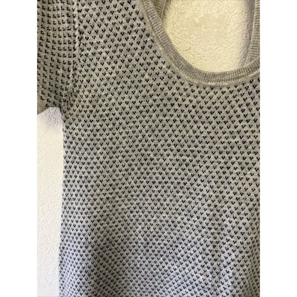 Shipley&Halmos Cashmere Short Sleeve Dress Womens Sz S Gray With Navy Blue Print - Picture 2 of 12